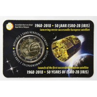 Монета Бельгия 2 евро 2018 50 лет запуска первого европейского спутника ESRO 2B (буклет)