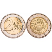 Монета Италия 2 евро 2012 10 лет наличному обращению евро