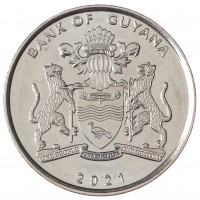 Монета Гайана 100 долларов 2021 55 лет Независимости