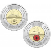 Канада 2 доллара 2025 Могила Неизвестного Солдата набор 2 монеты