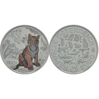 Монета Австрия 3 евро 2017 Тигр