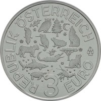 Монета Австрия 3 евро 2017 Тигр