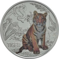 Монета Австрия 3 евро 2017 Тигр