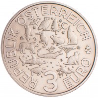 Монета Австрия 3 евро 2017 Тигр