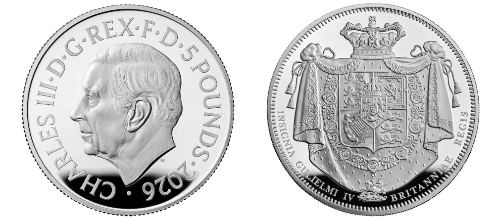 Монета Великобритании серия Великие граверы Жан Батист Мерлен Вильям IV герб 2026