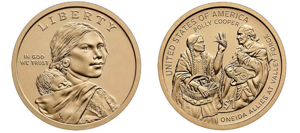 Монета США 1 доллар 2026 года Native American Dollar племя Онайда и Полли Купер