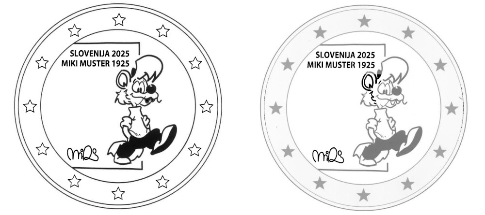 Эскиз монеты с персонажами Мики Мустера