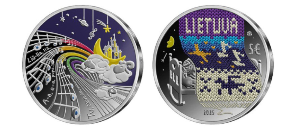 Художественное изображение монеты 5 euro с колыбельной темой