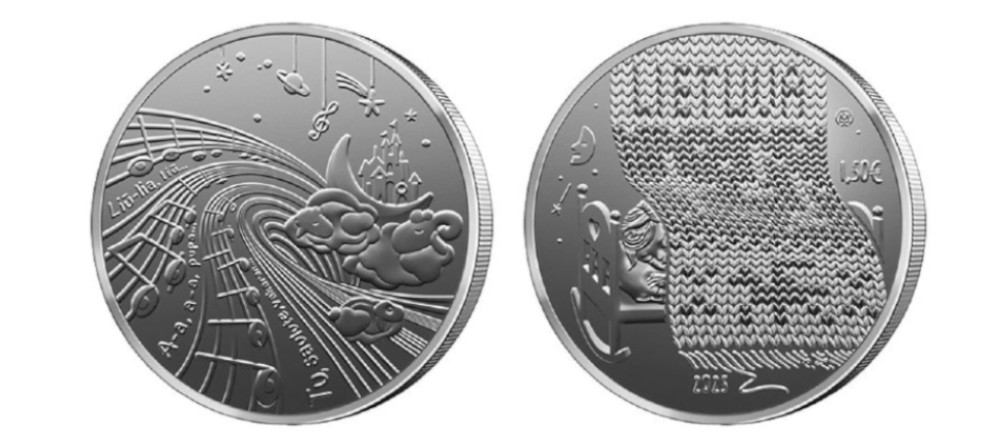 Художественное изображение монеты 1.5 euro с колыбельной темой