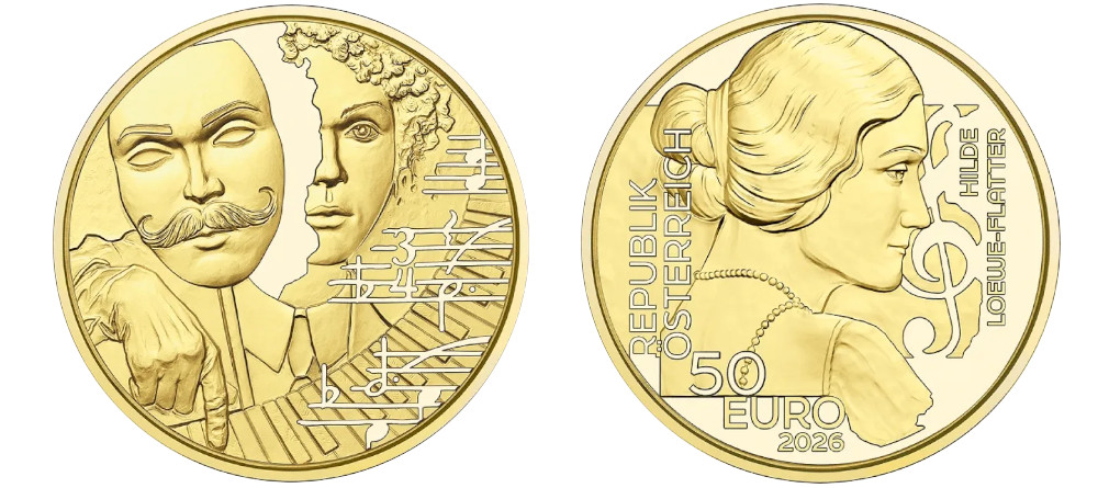 Золотая монета Австрии 2026 года Хильде Лёве-Флаттер из серии Анонимные героини