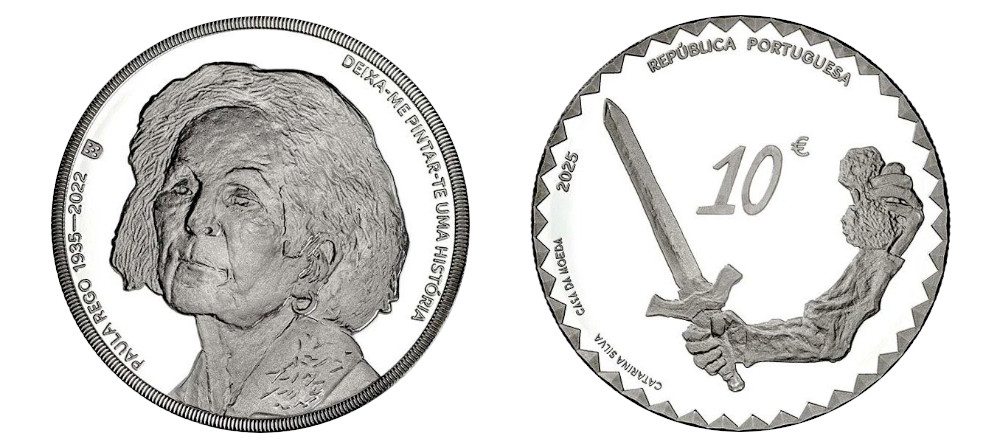 Серебряная памятная монета Португалии 2025 года, 10 евро, Паула Регу, серия Современные португальские художники, Proof, 4000 шт.