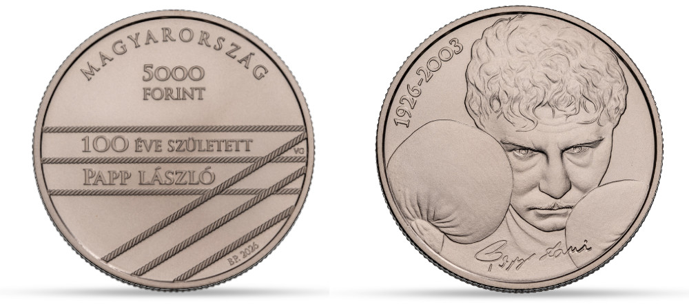 Монеты Венгрия Ласло Папп 100 лет бокс серебро медно-никель 2026 ринг перчатки